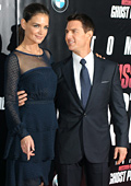 Katie Holmes with a sheer dress at Mission Impossible 4 premiere