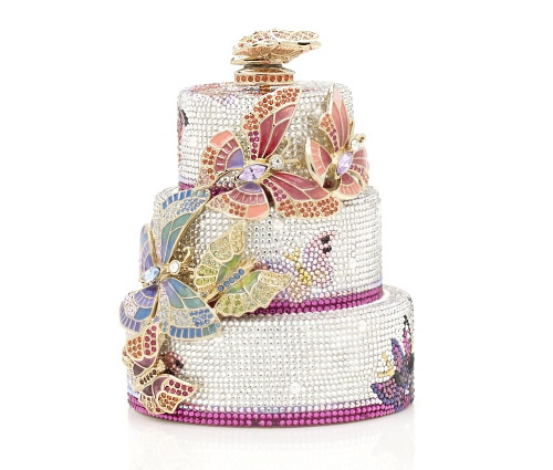Judith Leiber created Butterfly Kisses Crystal Cake luxury clutch