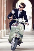 Photo 0 from album Driving a scooter in a suit