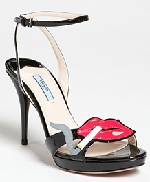 Prada created high heel sandals with smoking lips
